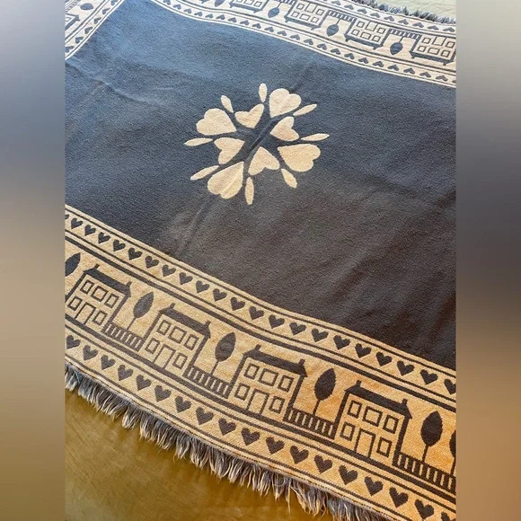 Cottage core 90's woven cotton throw blanket - Picture 4 of 5